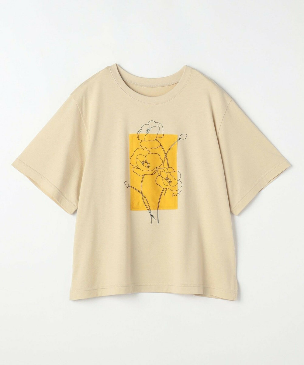 L'EQUIPE Lサイズ（大きいサイズ） 【大きいサイズ】オーバープリントTシャツ ベージュ