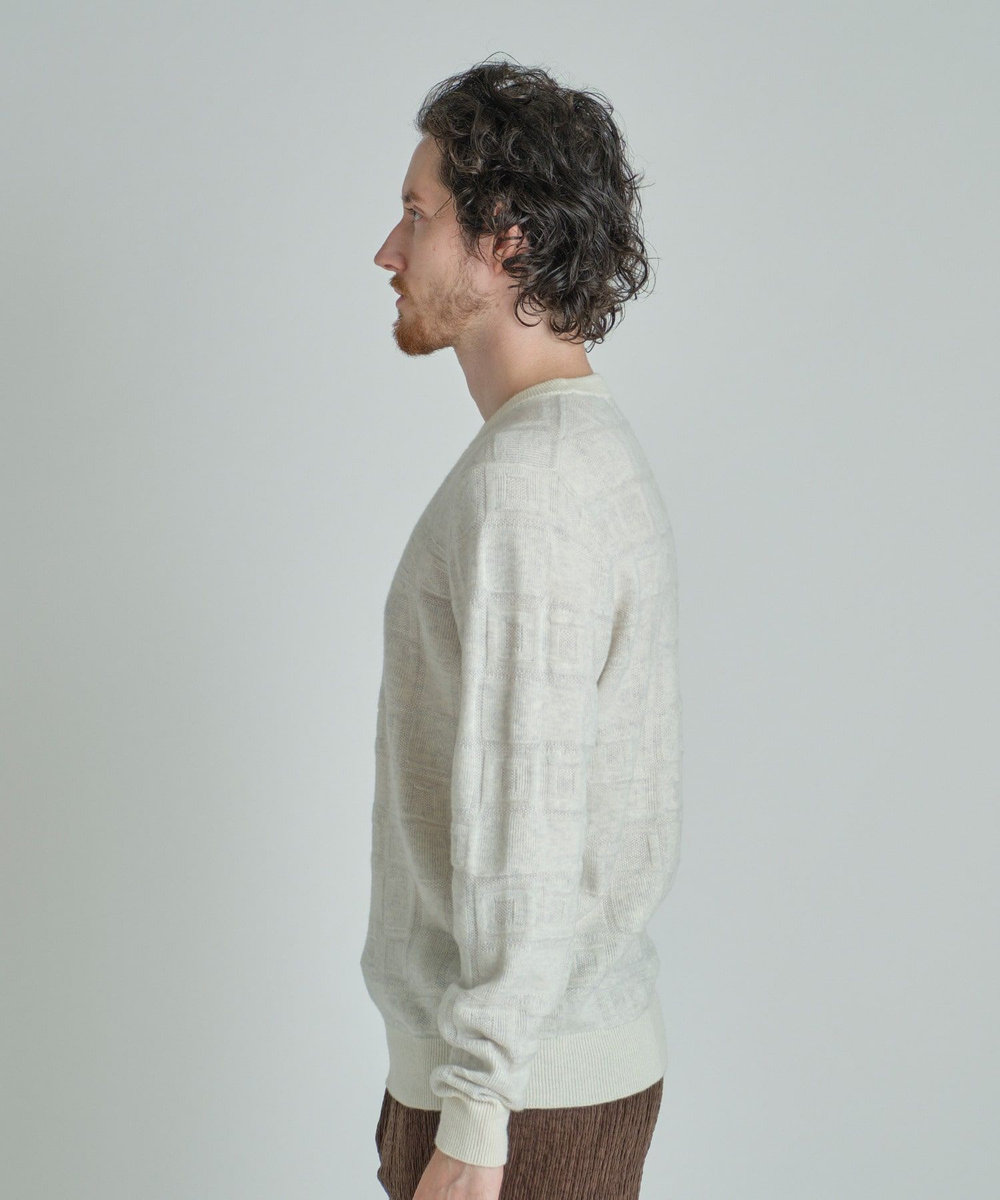 MEN'S BIGI リンクスジャカード クルーネックニット ホワイト