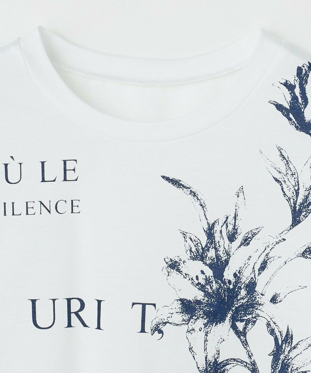 L'EQUIPE 60/2シルケット天竺フラワーロゴプリントTシャツ オフホワイト