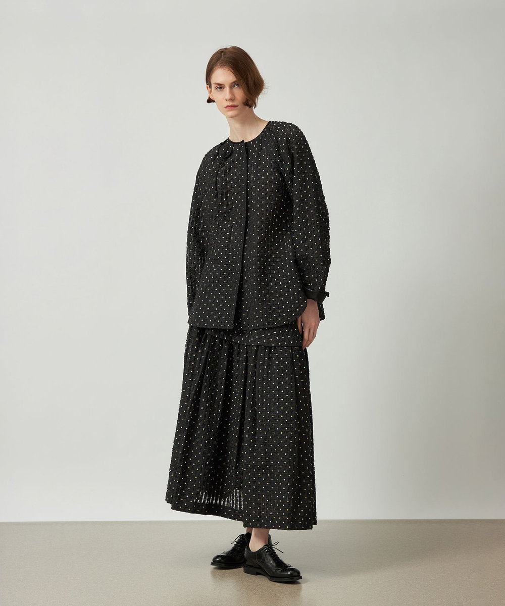 DÉPAREILLÉ LAME DOT JACQUARD SKIRT / ラメドットジャガードスカート ブラック