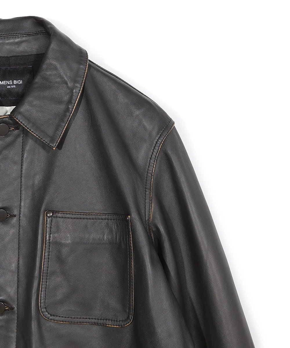 MEN'S BIGI 【JAGROSE/ジャグロース】別注ラムレザーカバーオール ブラック