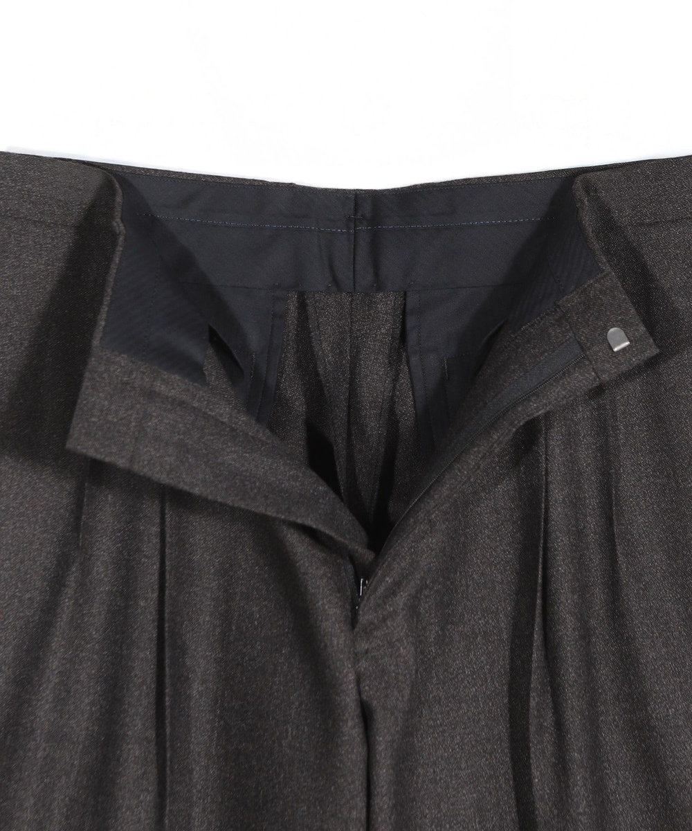 MEN'S BIGI メランジウール 2タックテーパードワイドパンツ ブラウン