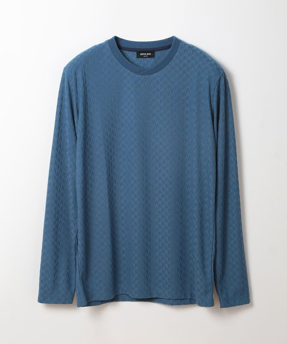 MEN'S BIGI 変形千鳥柄リンクスロングスリーブカットソー ブルー