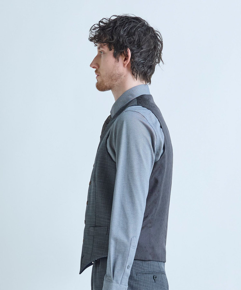 MEN'S BIGI ミックスヤーン/ポップサック リバーシブルベスト グレー