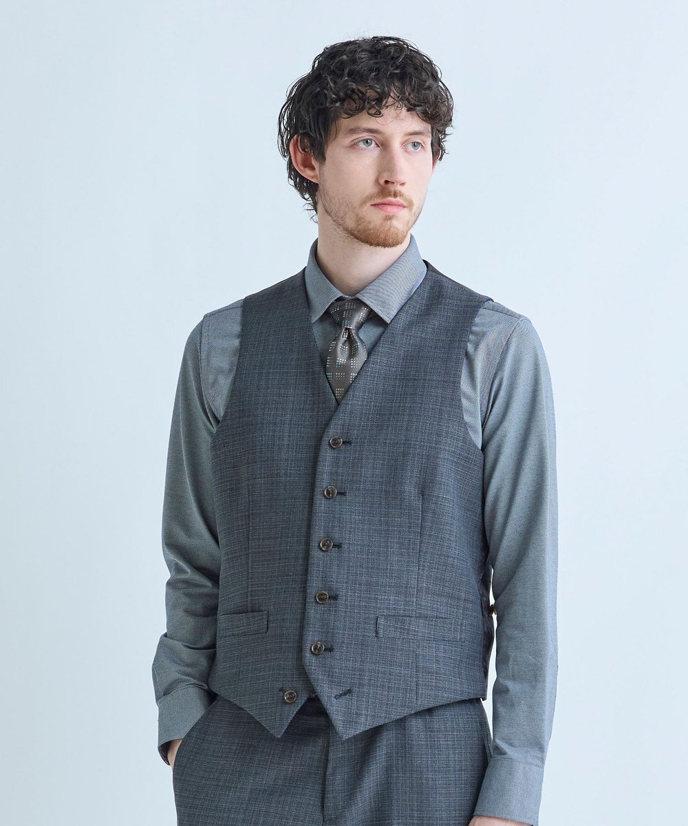 MEN'S BIGI ミックスヤーン/ポップサック リバーシブルベスト グレー