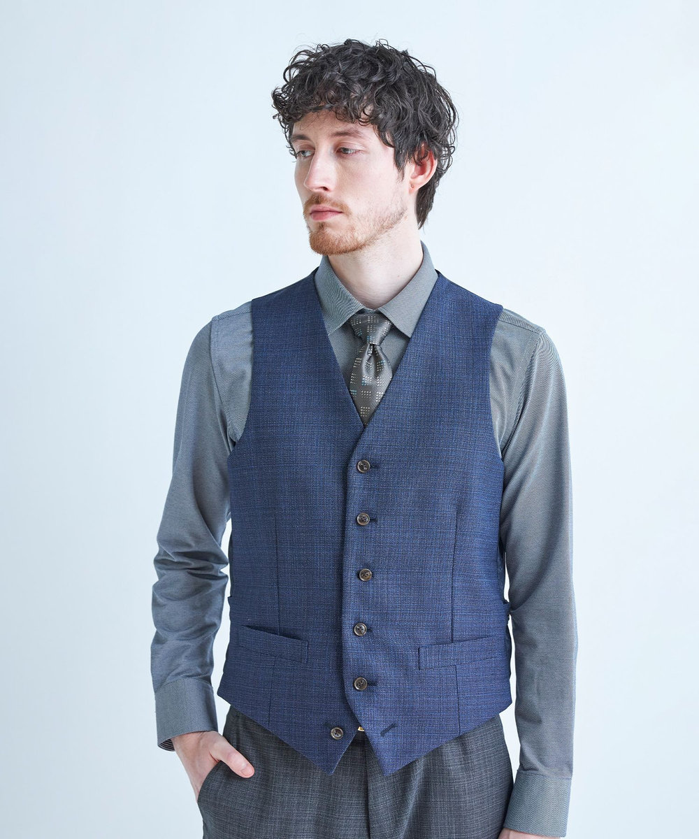 MEN'S BIGI ミックスヤーン/ポップサック リバーシブルベスト グレー