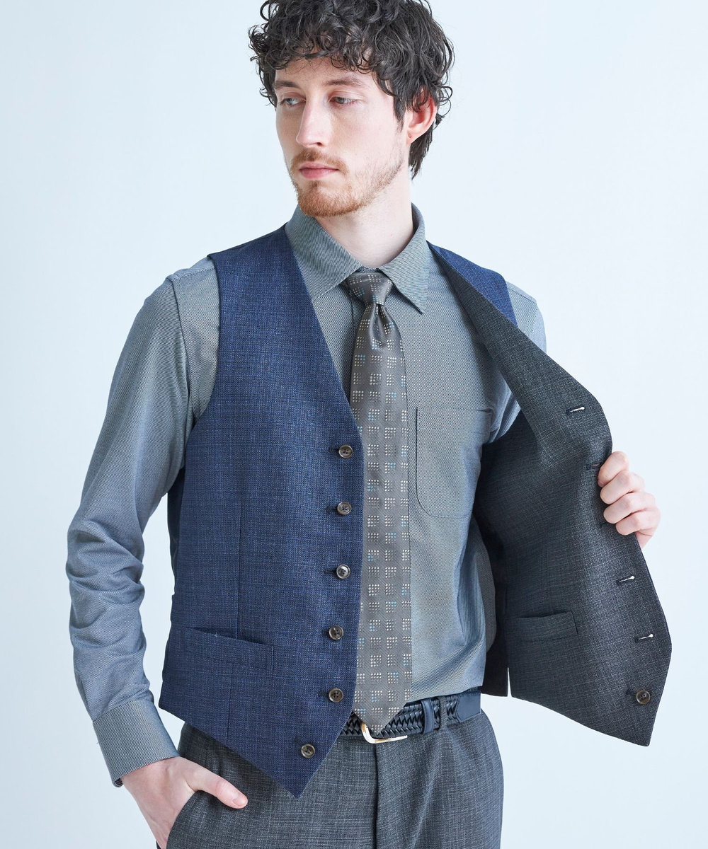 MEN'S BIGI ミックスヤーン/ポップサック リバーシブルベスト グレー