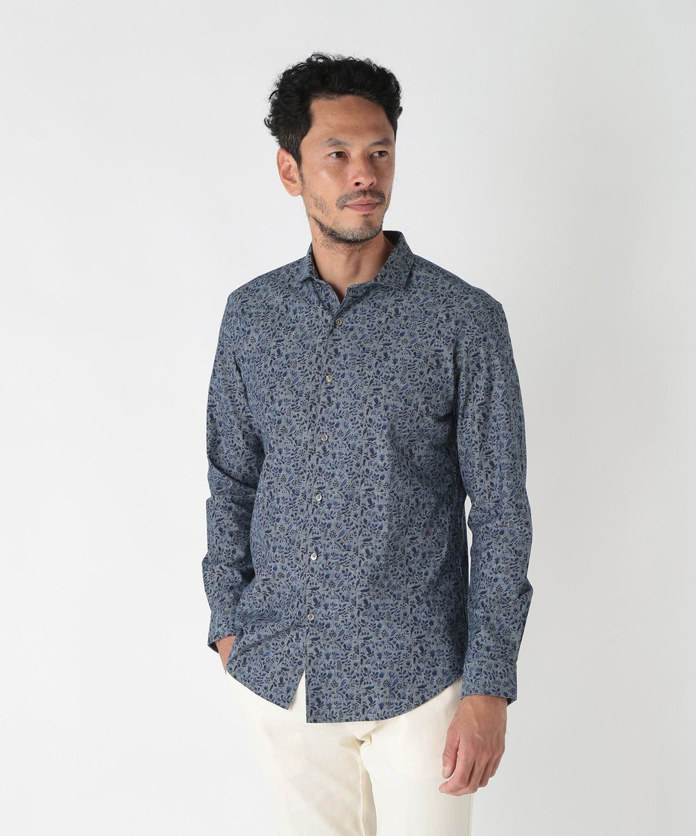 MEN'S BIGI 【CANCLINI/カンクリーニ】プリントショートポイントシャツ ブルー
