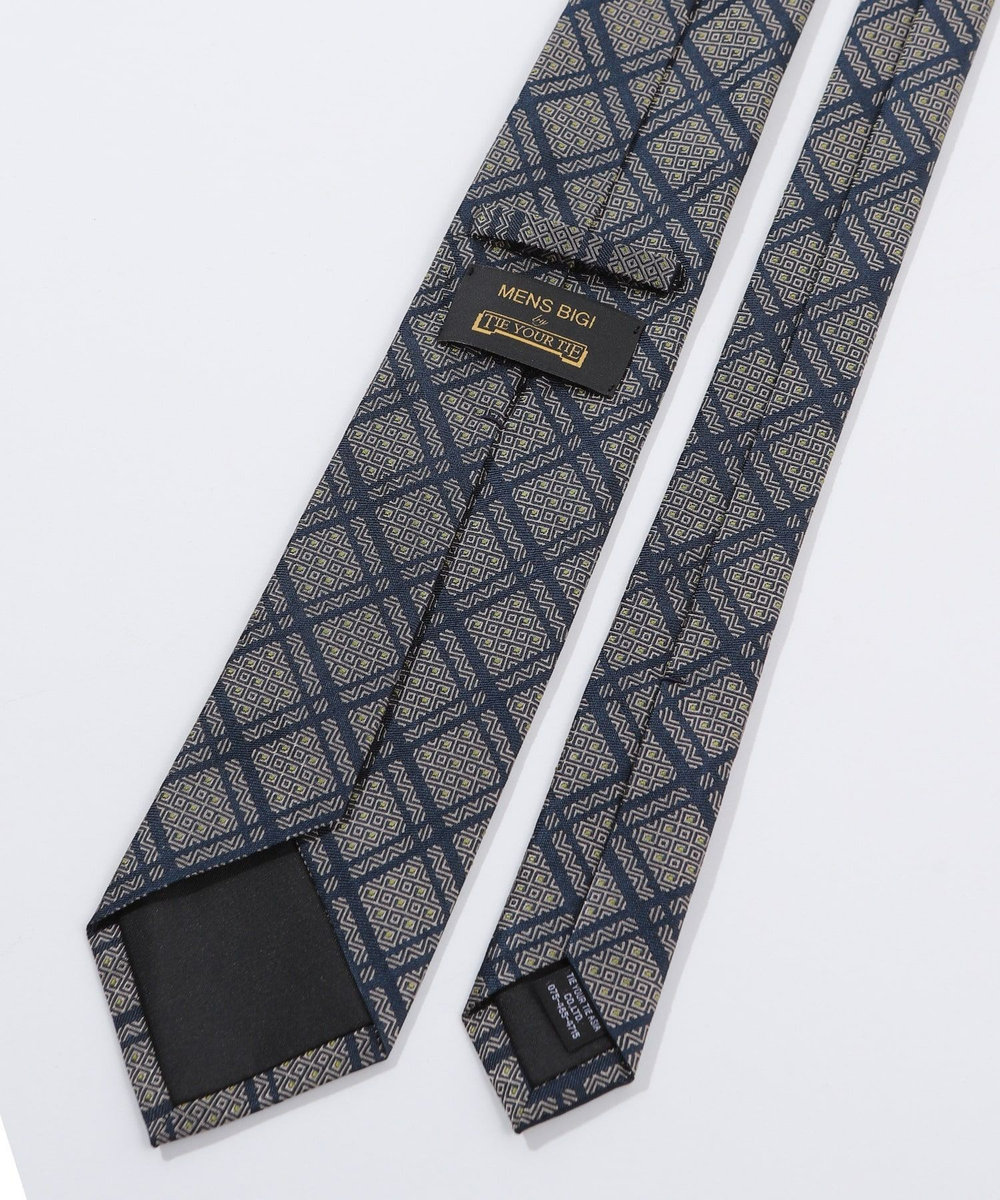 MEN'S BIGI 【TIE YOUR TIE/タイユアタイ】ヴィンテージチェック柄ネクタイ ターコイズブルー