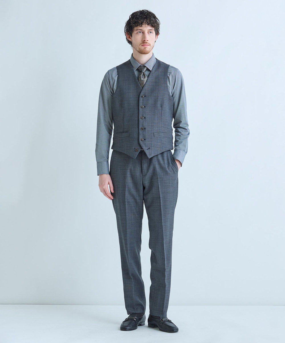 MEN'S BIGI ミックスヤーン/ポップサック リバーシブルベスト グレー