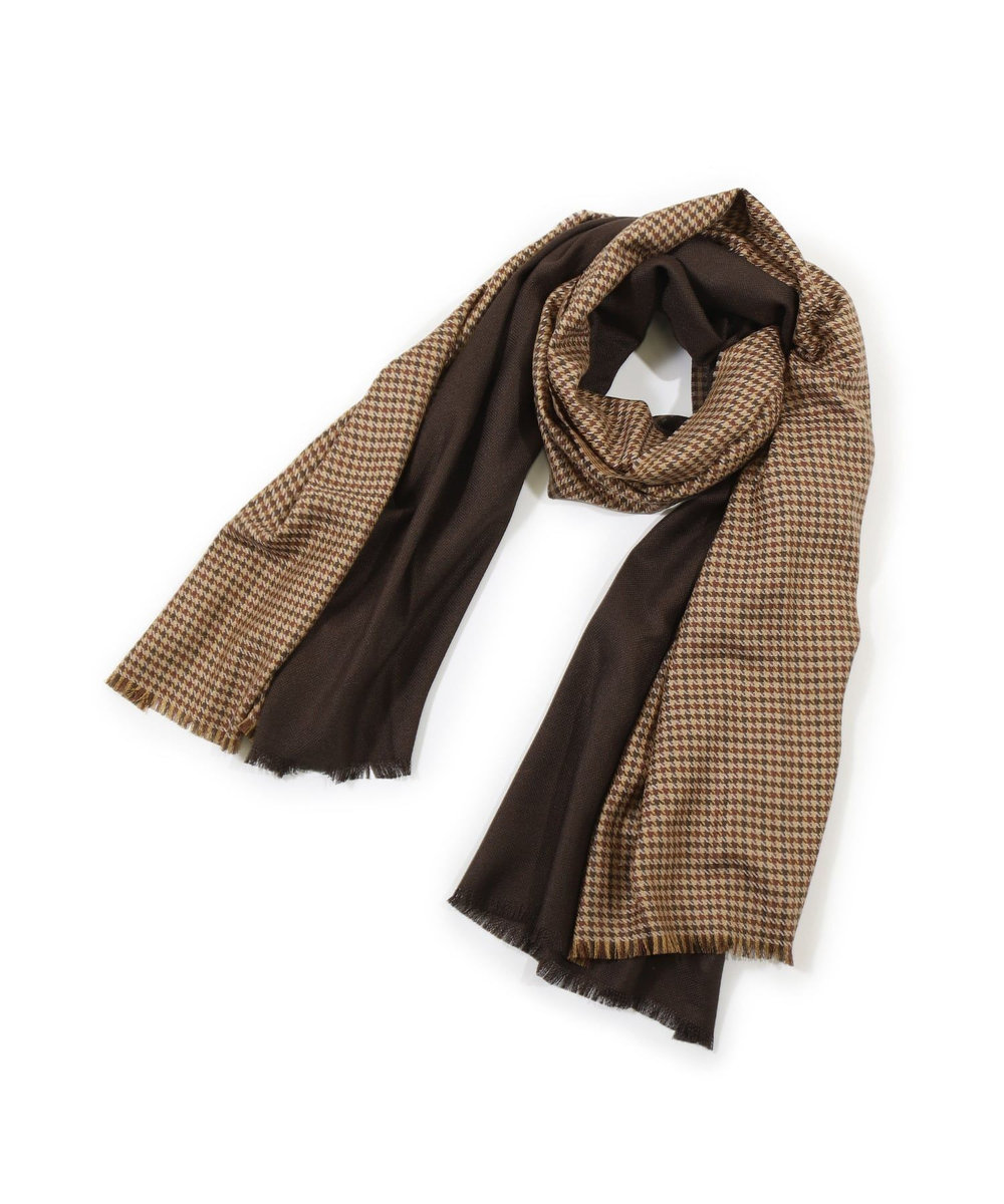 MEN'S BIGI カシミヤ混リバーシブルマフラー ブラウン