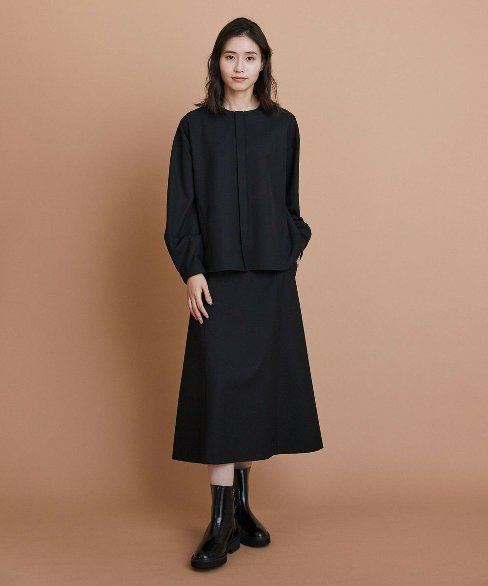 L'EQUIPE 2wayストレッチクロスブラウス ブラック