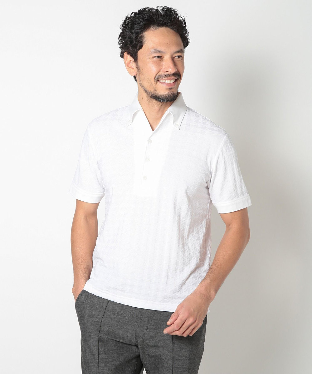 MEN'S BIGI 【ACTIVE TAILOR】リンクスジャカードポロシャツ ホワイト