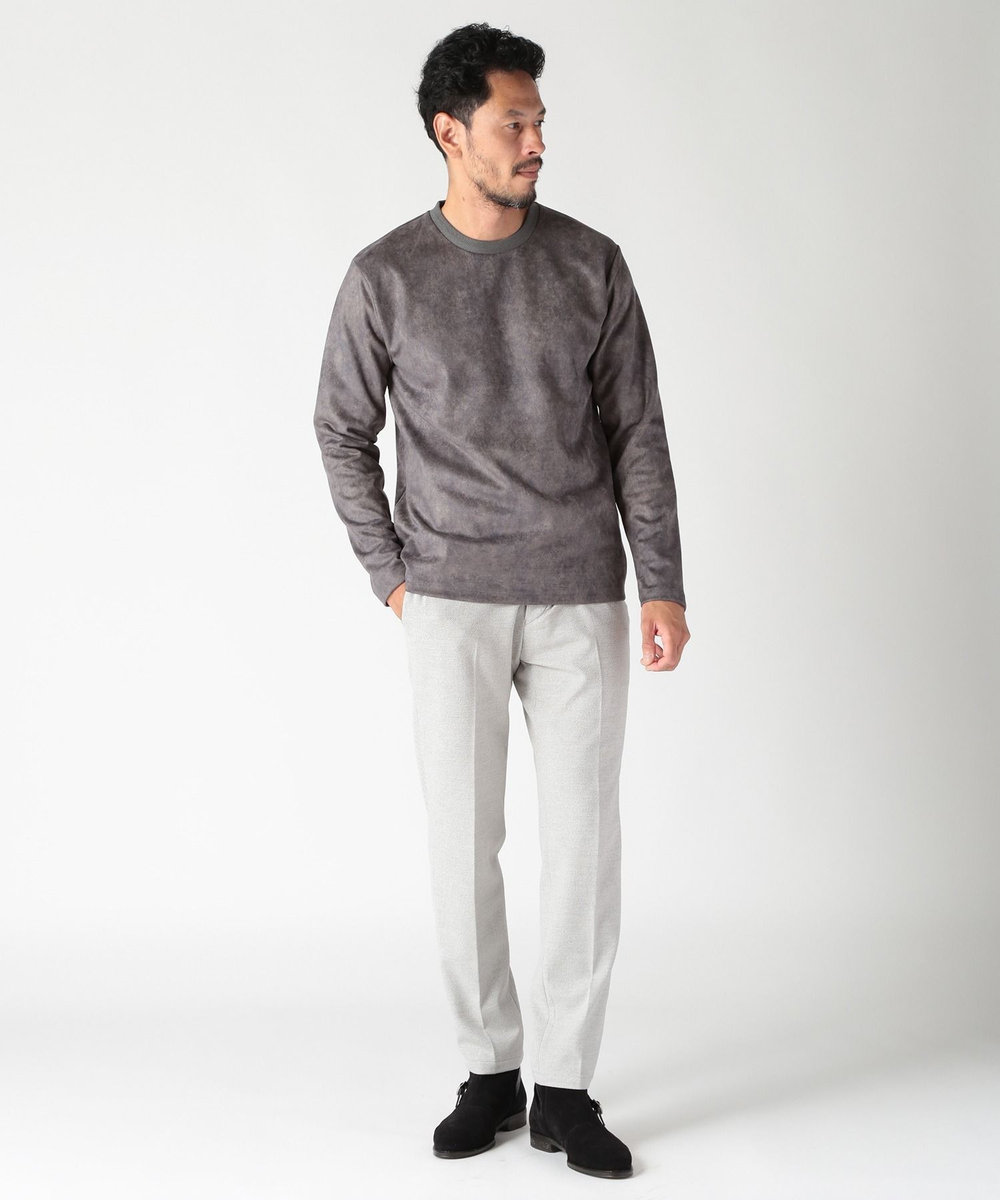 MEN'S BIGI ムラ柄プリントポンチカットソー チャコールグレー