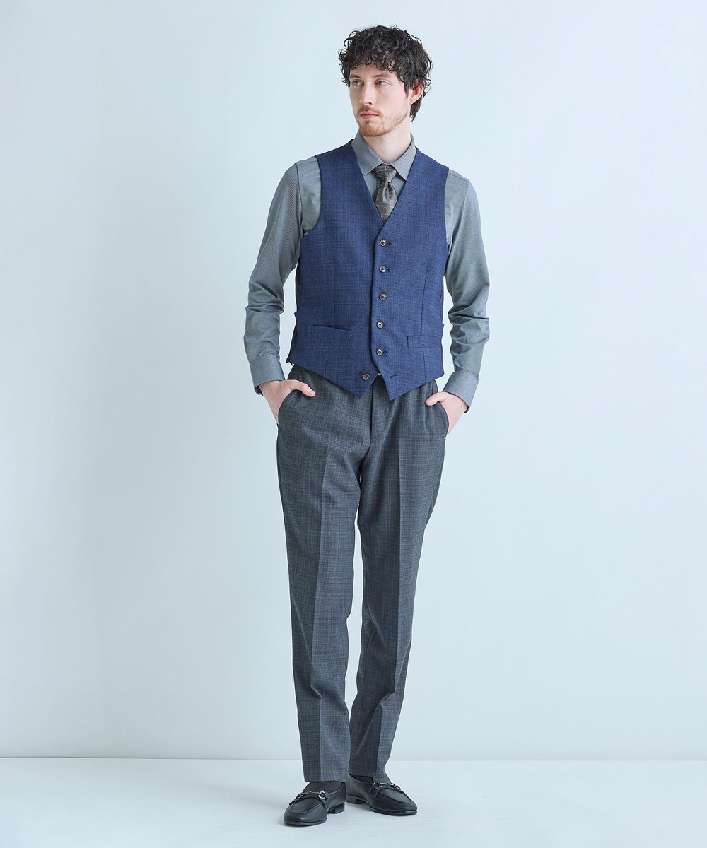 MEN'S BIGI ミックスヤーン/ポップサック リバーシブルベスト グレー