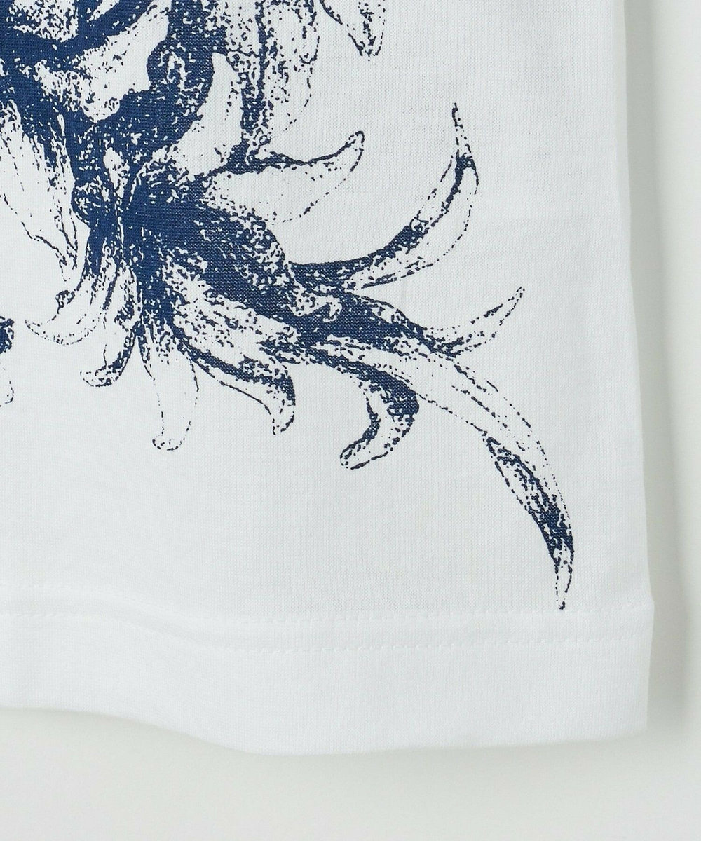L'EQUIPE 60/2シルケット天竺フラワーロゴプリントTシャツ オフホワイト