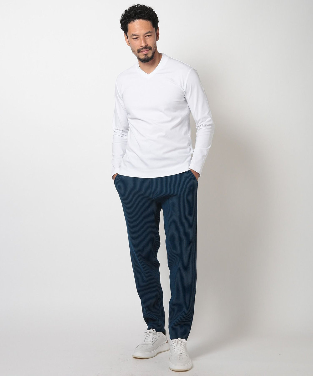 MEN'S BIGI 【ACTIVE TAILOR】シルケットスムースVネックロングTシャツ ホワイト
