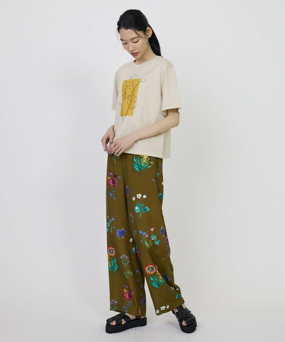 L'EQUIPE Lサイズ（大きいサイズ） 【大きいサイズ】オーバープリントTシャツ ベージュ