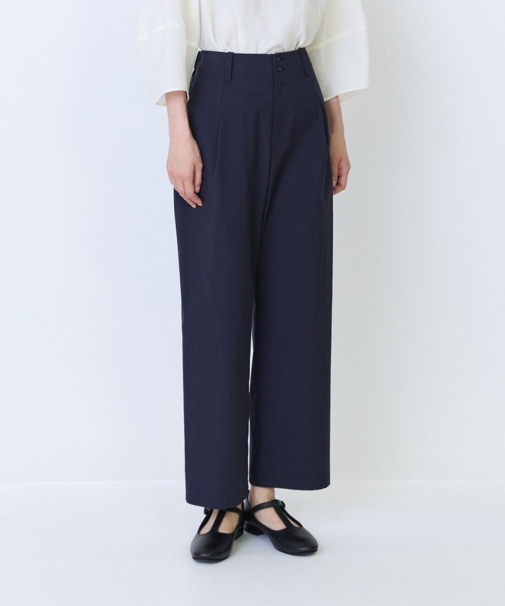LOISIR コットンツイルテーパードパンツ ネイビー