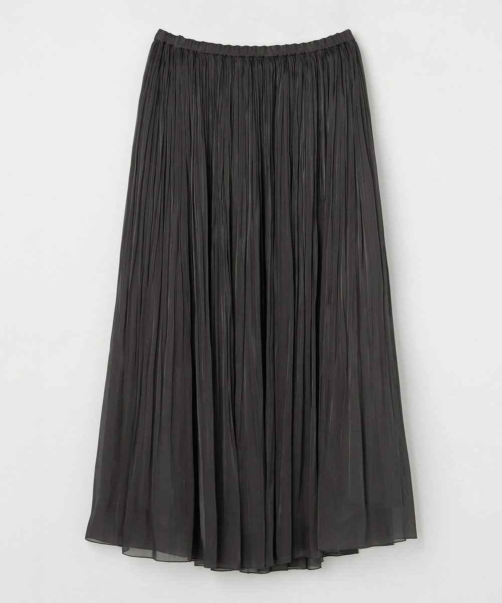 1er Arrondissement グロッシーサテンプリーツスカート ブラック