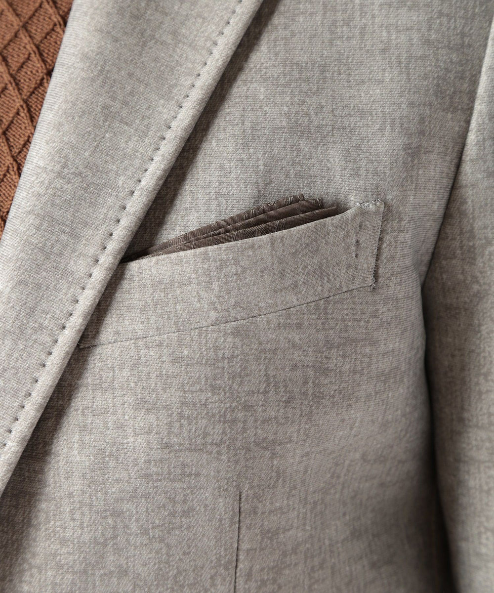 MEN'S BIGI 【ACTIVE TAILOR】ヒートパフォーマーツイード調プリントジャケット（セットアップ対応） ライトグレー