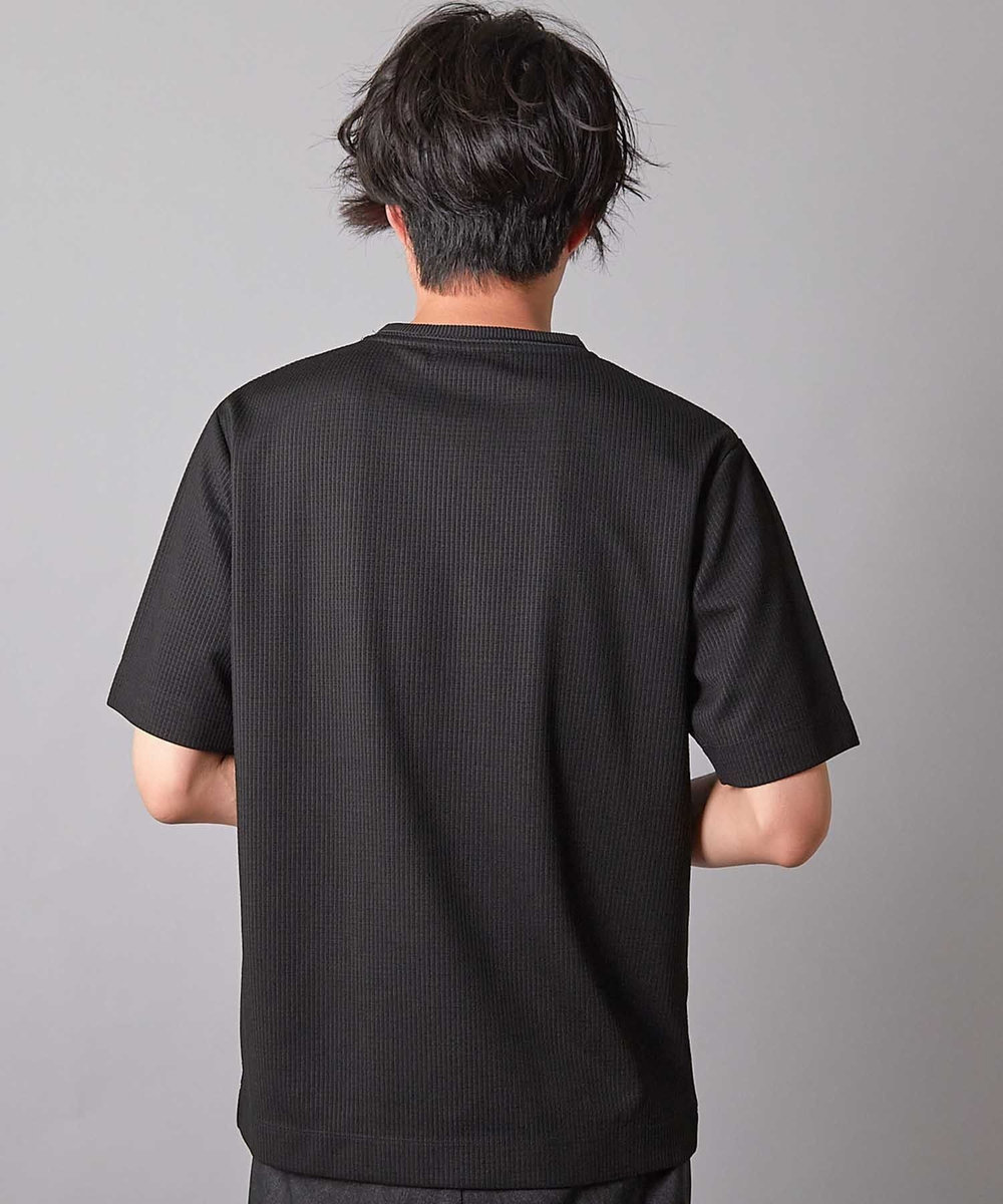 UNION STATION ジャガードストライプTシャツ ブラック