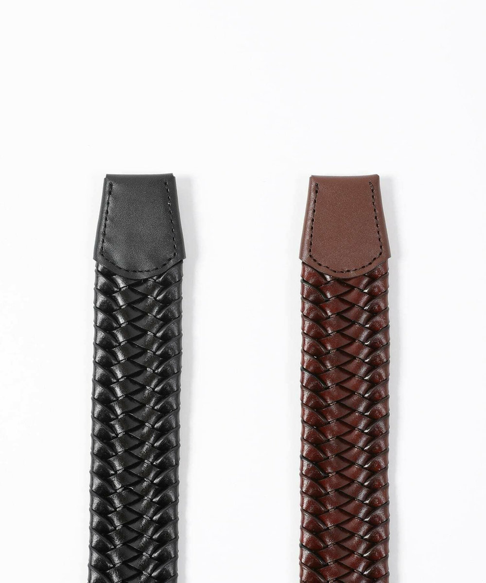 MEN'S BIGI 【DOMODOSSOLA】レザーメッシュプレーンベルト ブラウン