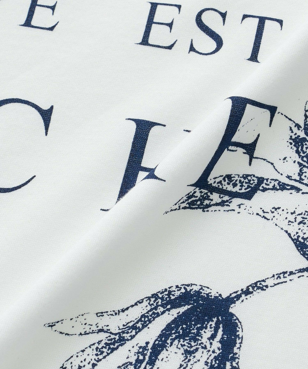 L'EQUIPE 60/2シルケット天竺フラワーロゴプリントTシャツ オフホワイト
