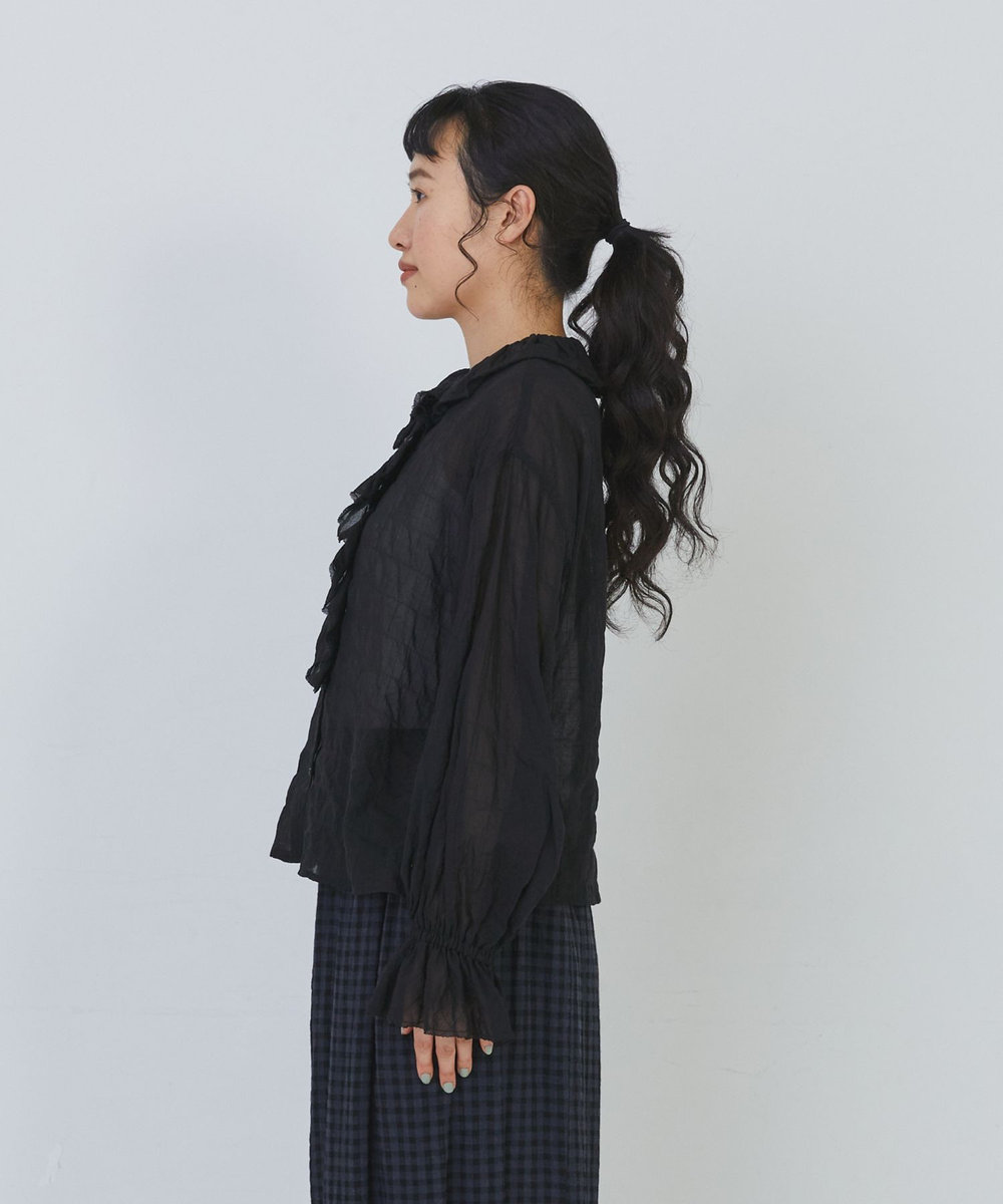congés payés ADIEU TRISTESSE Kanocoさんコラボ　フリルブラウス ブラック