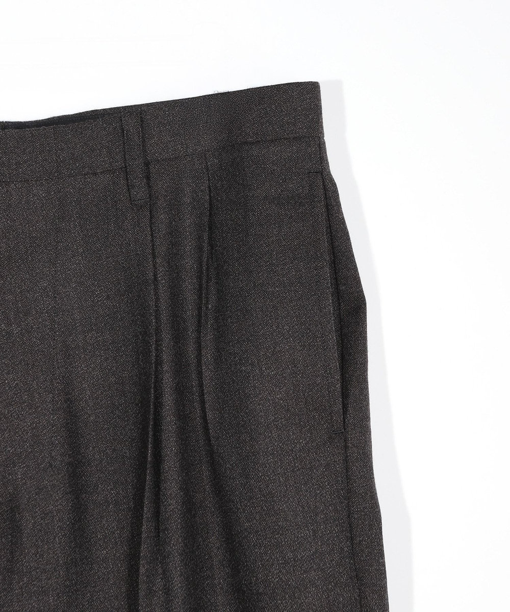 MEN'S BIGI メランジウール 2タックテーパードワイドパンツ ブラウン