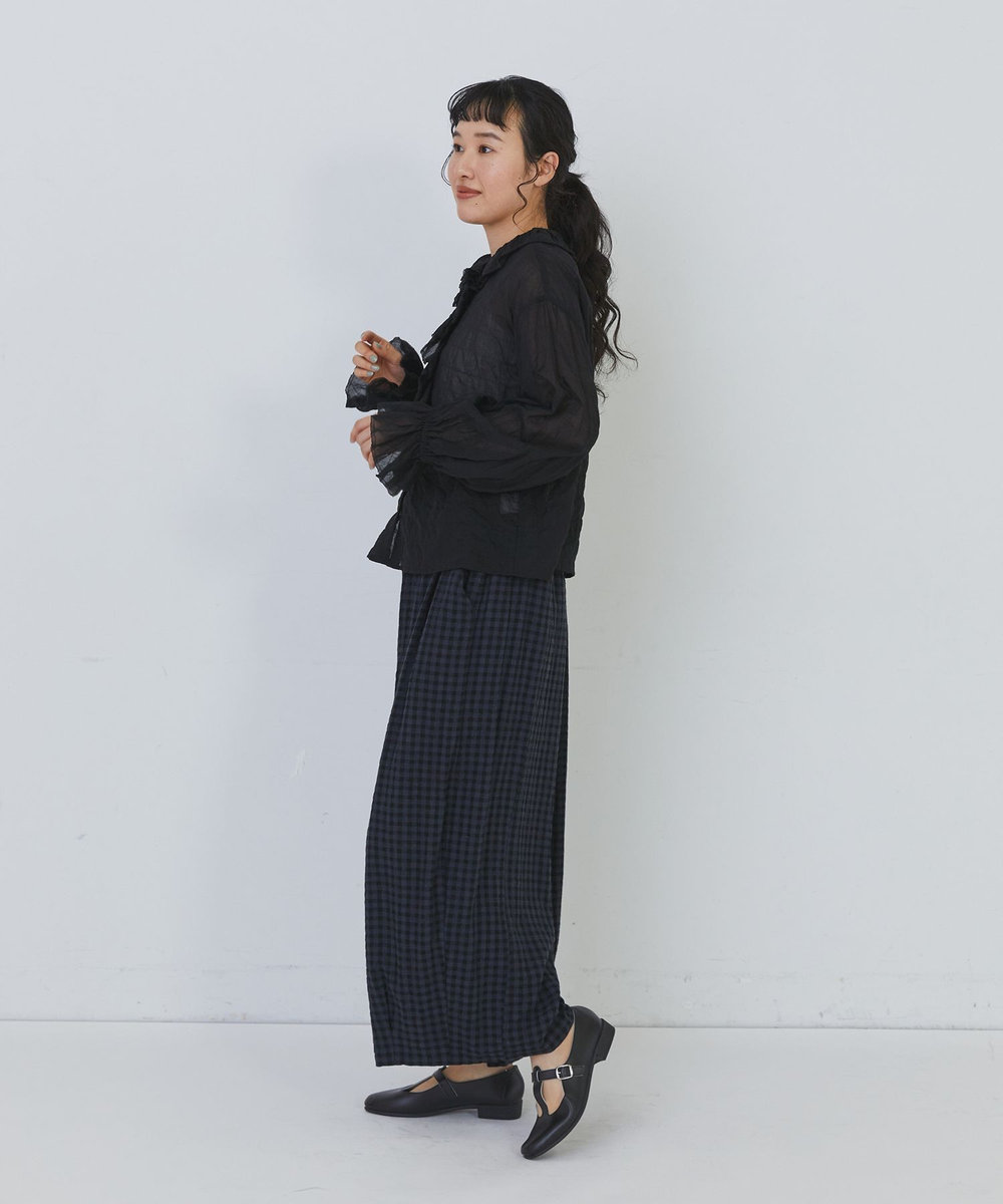 congés payés ADIEU TRISTESSE Kanocoさんコラボ　フリルブラウス ブラック
