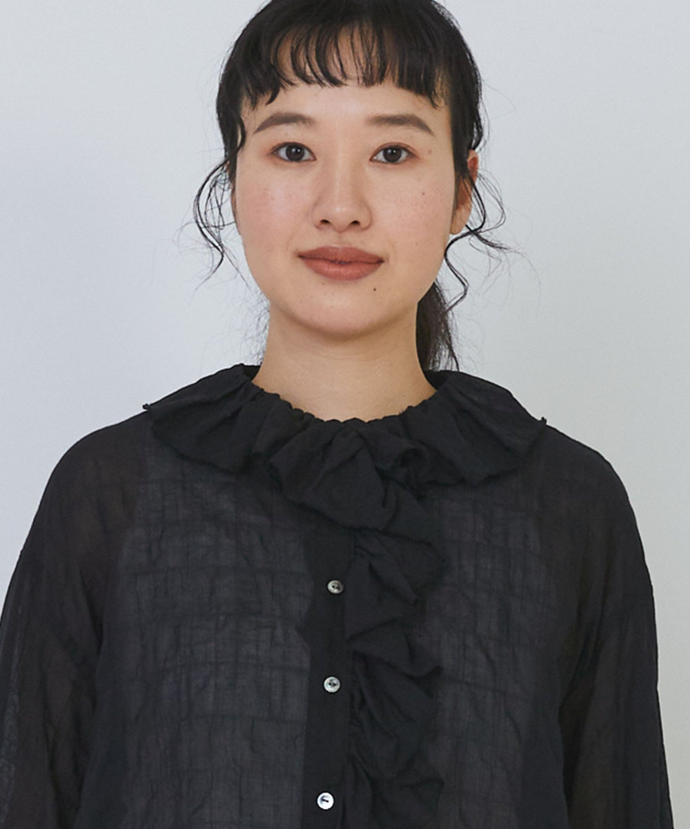 congés payés ADIEU TRISTESSE Kanocoさんコラボ　フリルブラウス ブラック