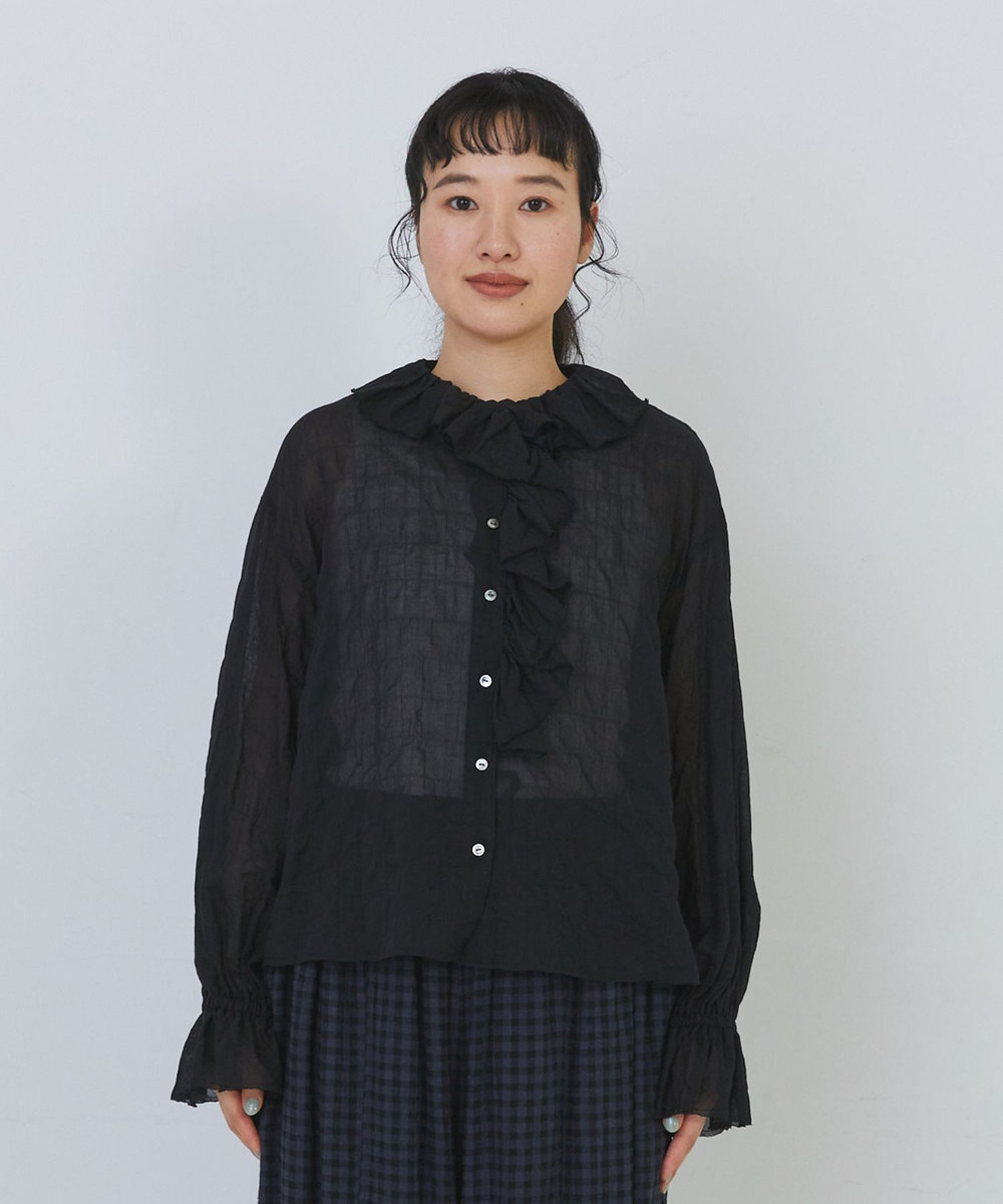congés payés ADIEU TRISTESSE Kanocoさんコラボ　フリルブラウス ブラック
