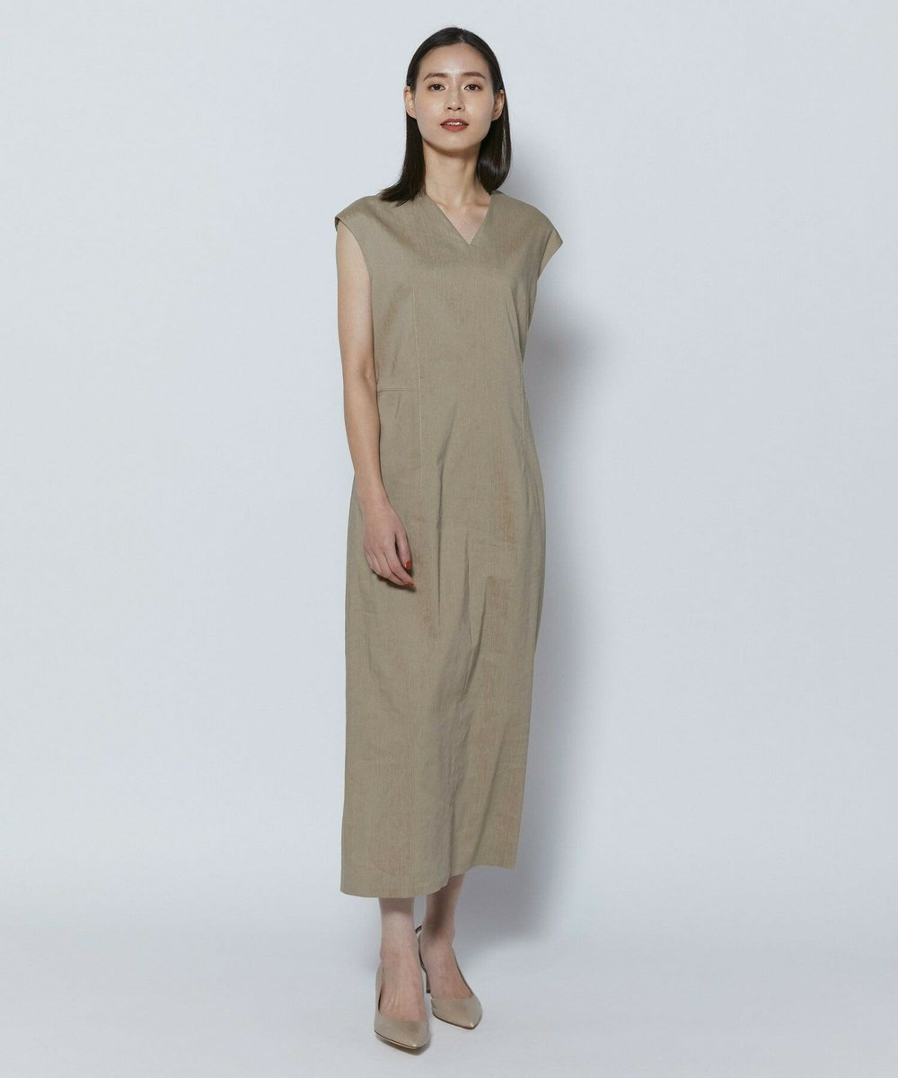 L'EQUIPE COUTURIER ファインリネンクロスワンピース モカ