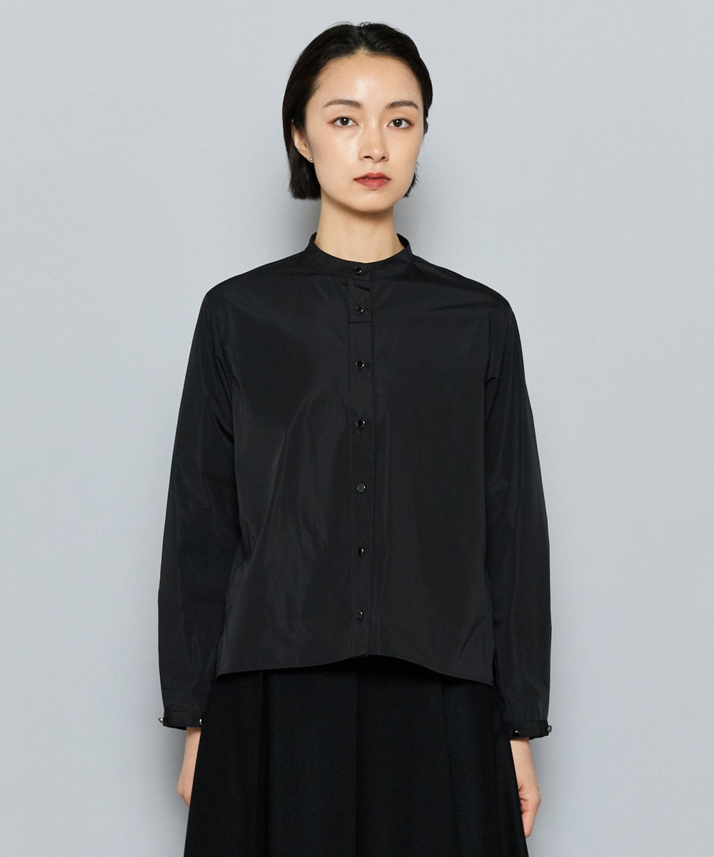 L'EQUIPE COUTURIER シルク混タフタ＆コットンシャツ ブラック