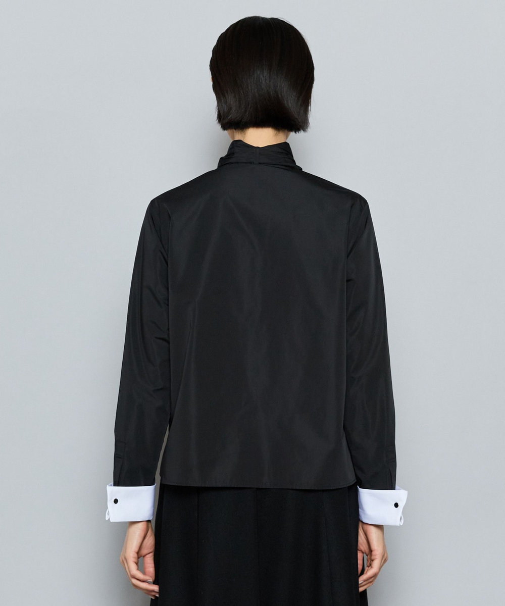 L'EQUIPE COUTURIER シルク混タフタ＆コットンシャツ ブラック