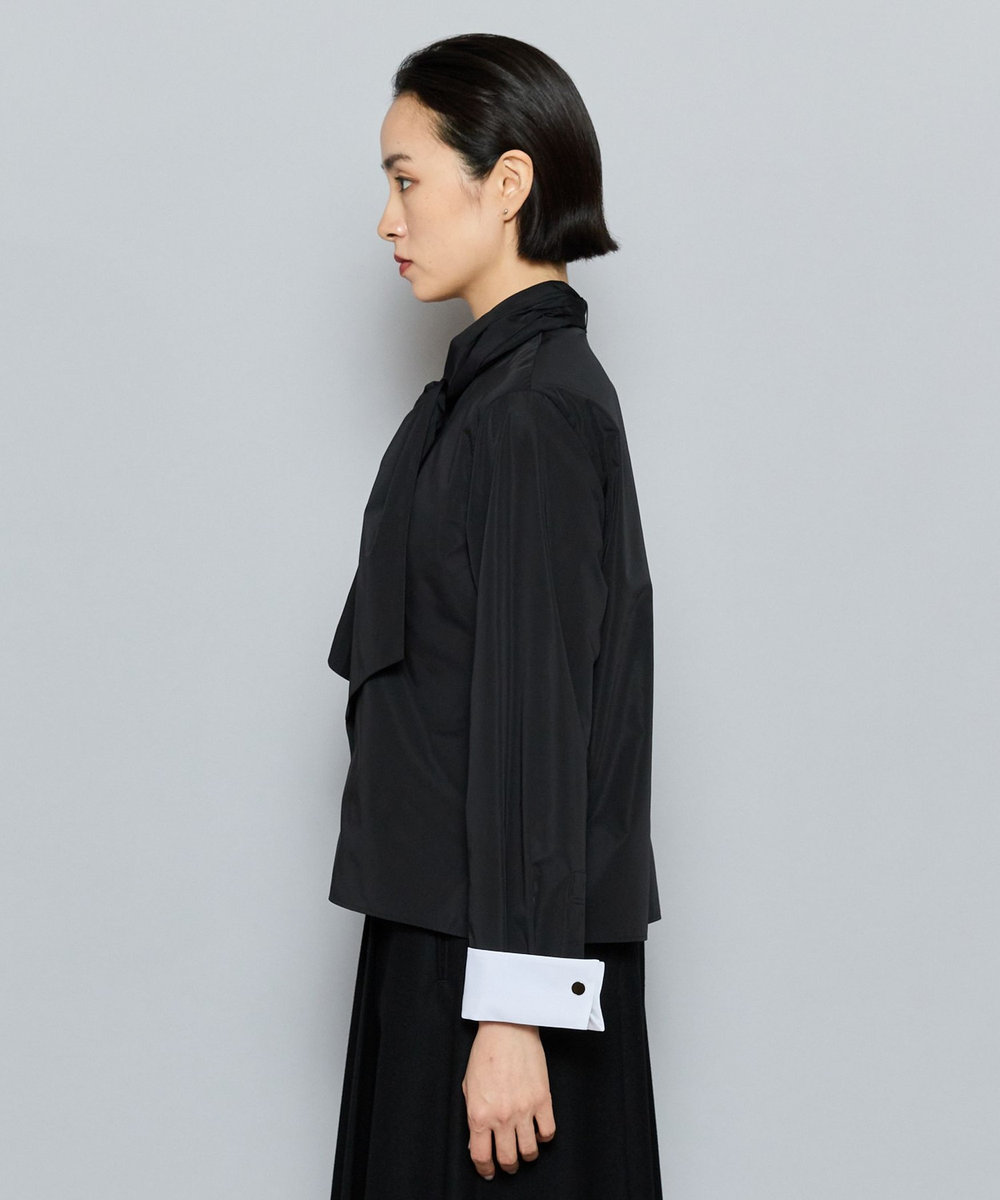 L'EQUIPE COUTURIER シルク混タフタ＆コットンシャツ ブラック