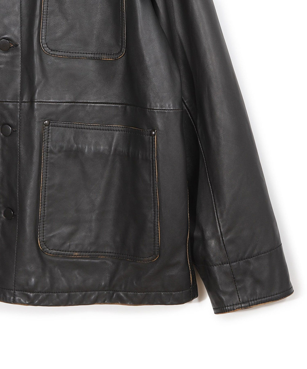 MEN'S BIGI 【JAGROSE/ジャグロース】別注ラムレザーカバーオール ブラック