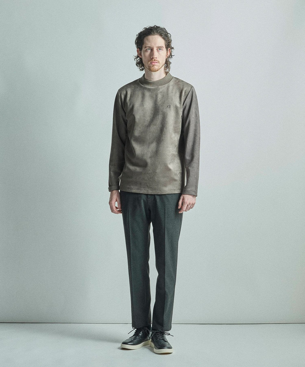 MEN'S BIGI 【COLE HAAN/コール ハーン】別注スエードタッチモックネックロングTシャツ チャコールグレー