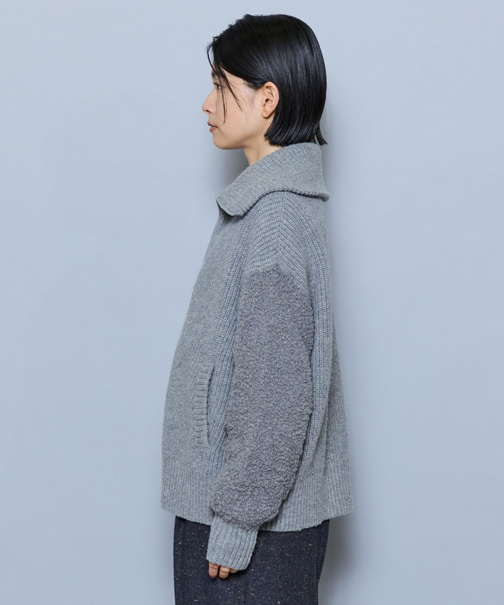 MOGA 畦×ビッグループハイネックブルゾン グレー