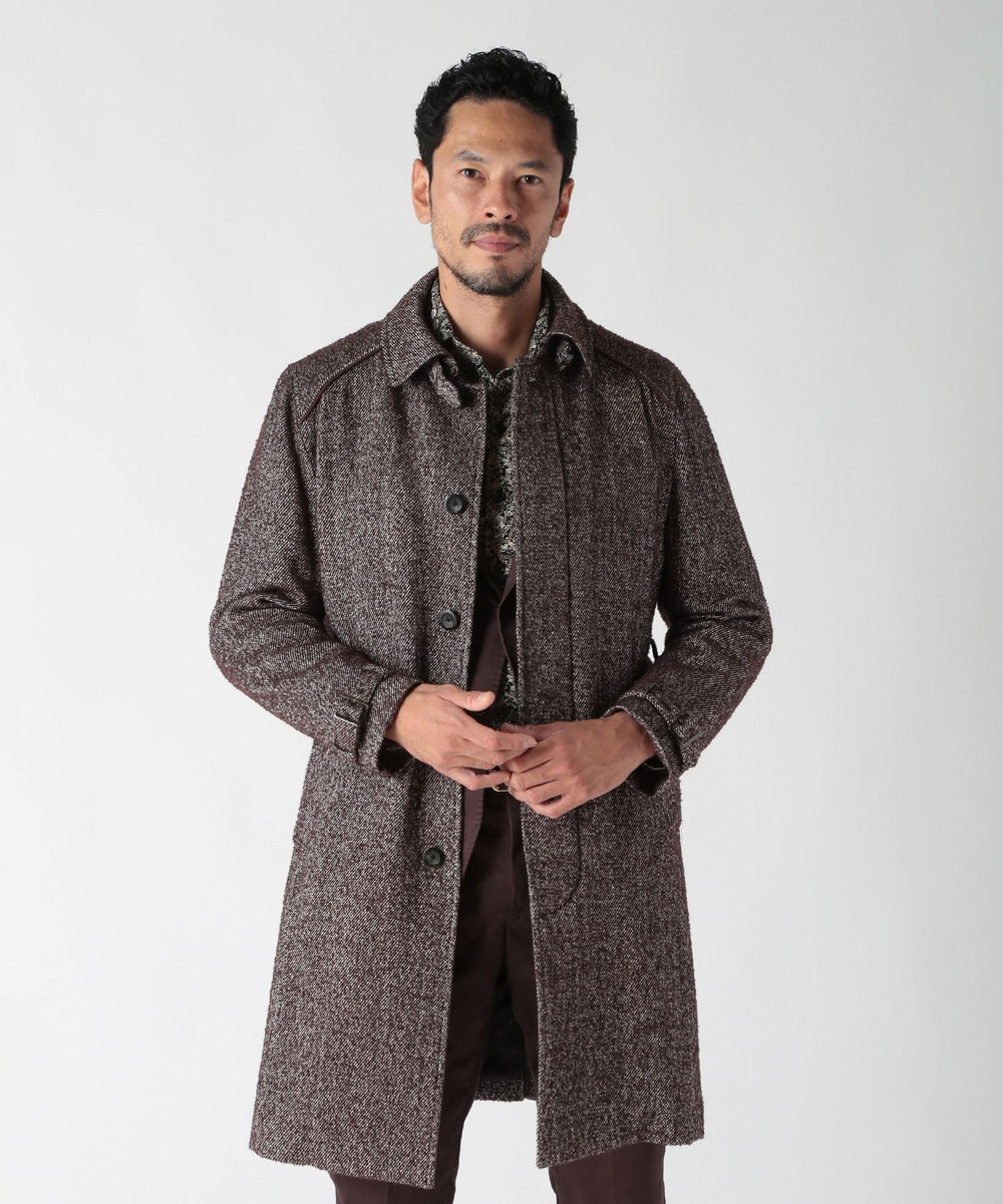 MEN'S BIGI トライスピンループツイードトレンチコート ボルドー