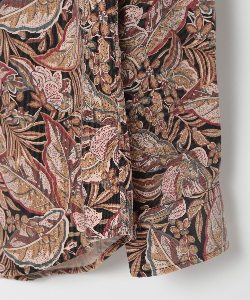 MEN'S BIGI Liberty コーデュロイフラワープリントシャツ ボルドー