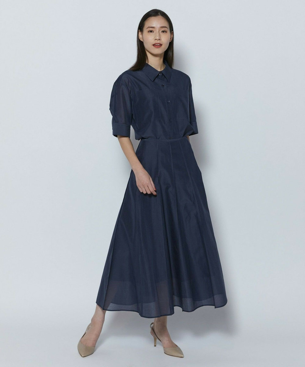 L'EQUIPE COUTURIER C/SEオーガンジースカート ネイビー