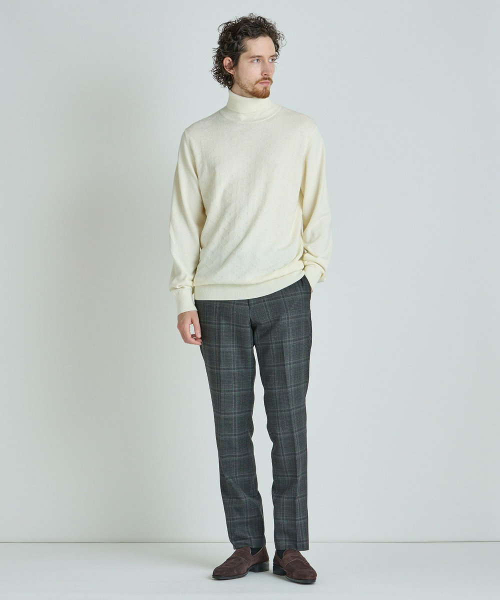 MEN'S BIGI 【ACTIVE TAILOR/アクティブテイラー】12Gジャカードタートルネックニット ホワイト