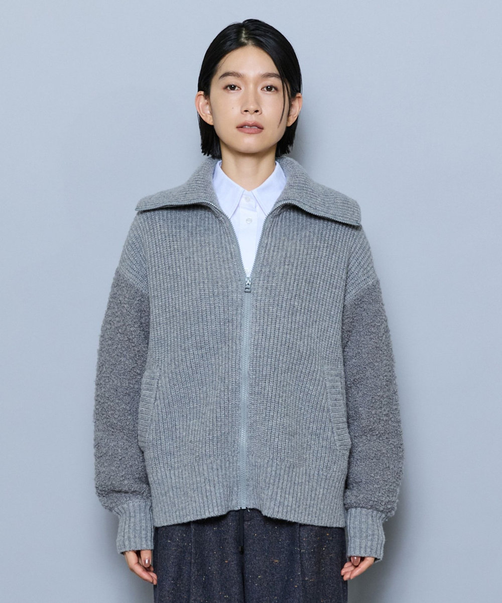 MOGA 畦×ビッグループハイネックブルゾン グレー
