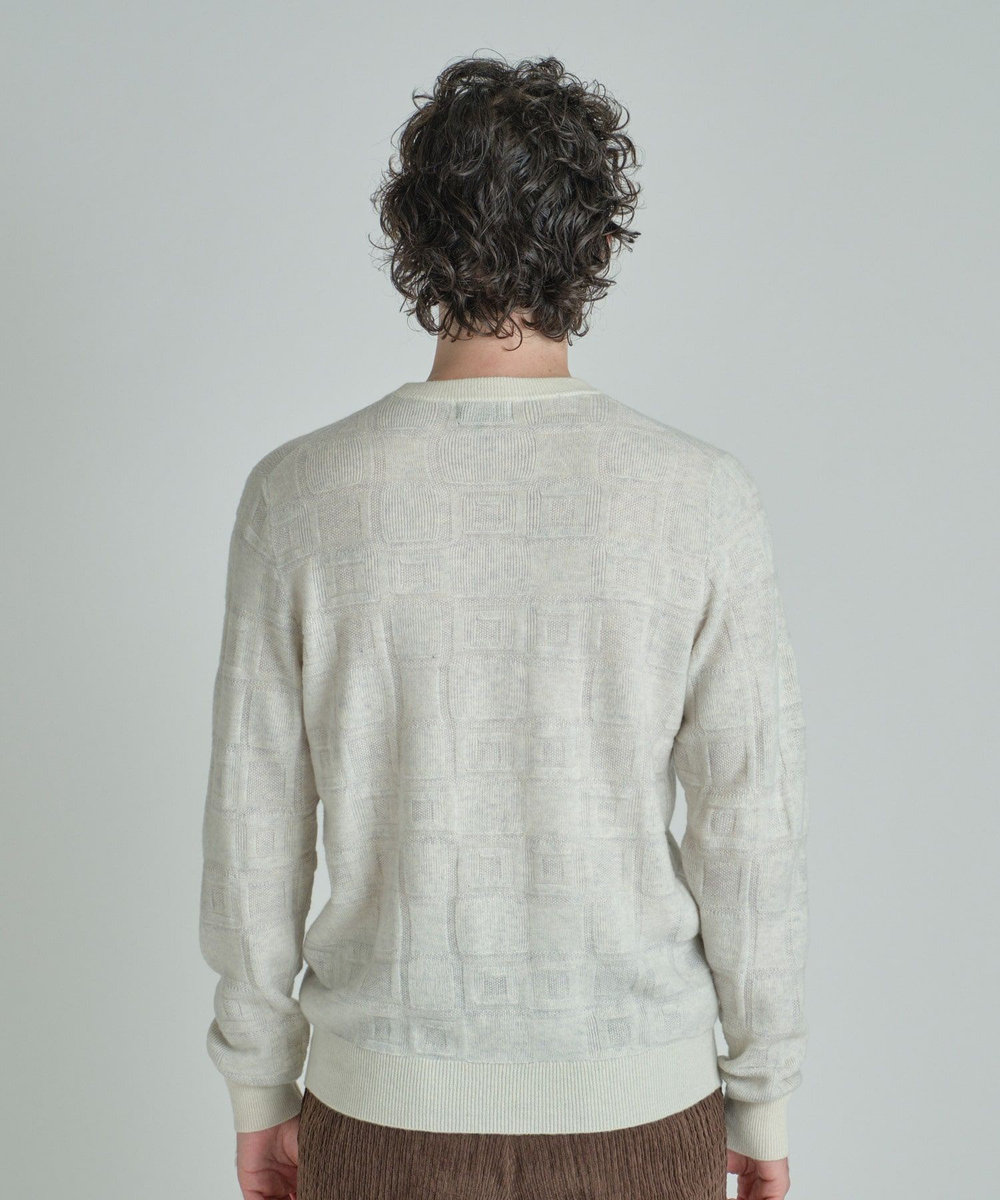 MEN'S BIGI リンクスジャカード クルーネックニット ホワイト