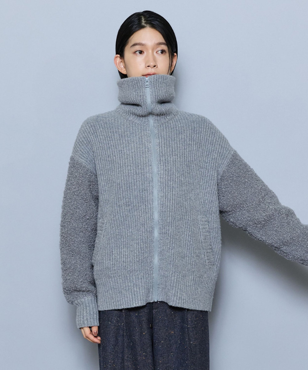 MOGA 畦×ビッグループハイネックブルゾン グレー