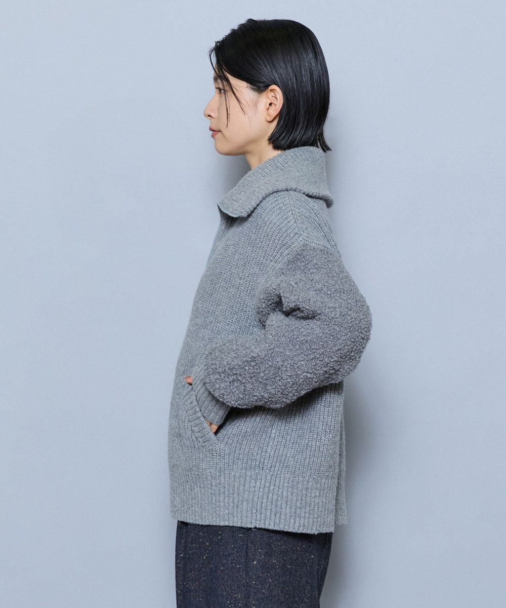 MOGA 畦×ビッグループハイネックブルゾン グレー