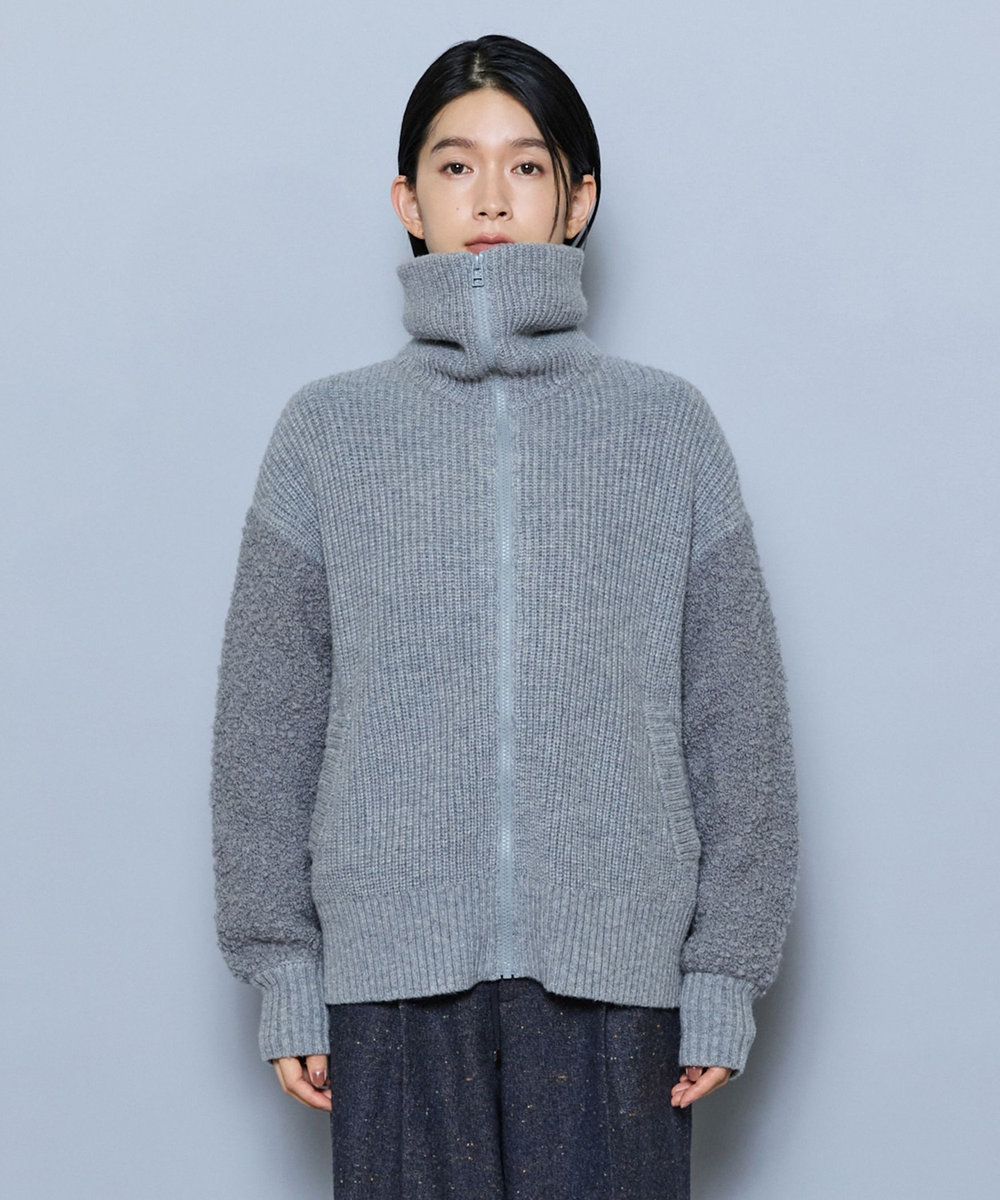 MOGA 畦×ビッグループハイネックブルゾン グレー