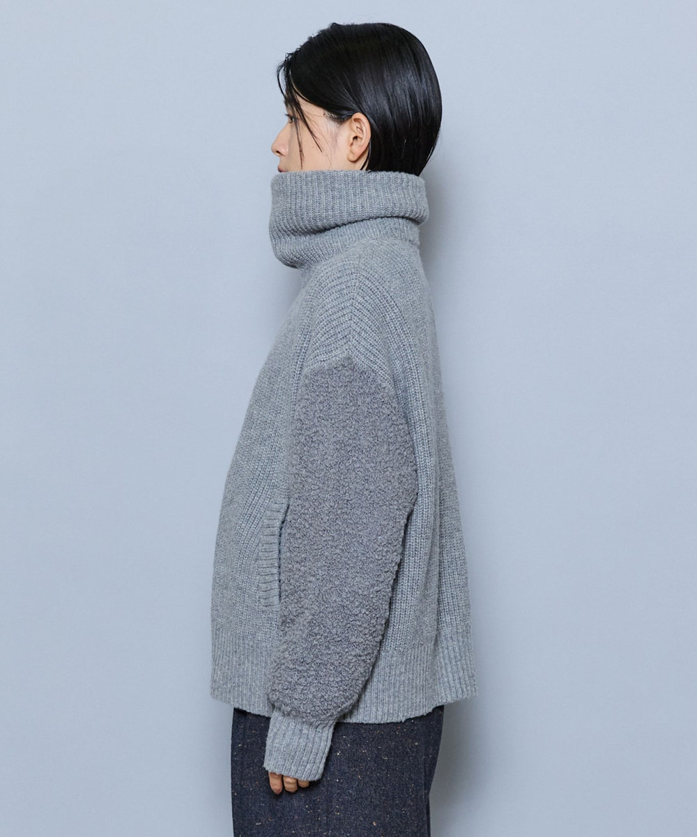 MOGA 畦×ビッグループハイネックブルゾン グレー